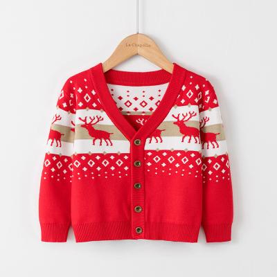 China Kids Sweater Breathable Cotton Knit Christmas New Year Sweater Milu Deer Christmas Cardigan for sale