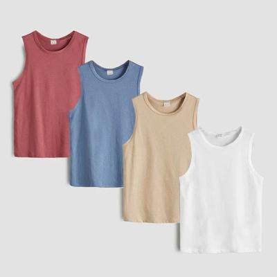 China Breathable Custom High Quality Candy Color Tank T-shirt For Boys Summer Shorts T-shirt For Kids Boy T-shirts Cotton Comfortable Tank Top for sale