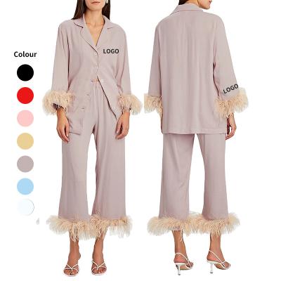 China 2021 New Arrival Fashionable Girls Pajamas Breathable Sets Allure Bridesmaids Fur Feather Pajamas For Women for sale