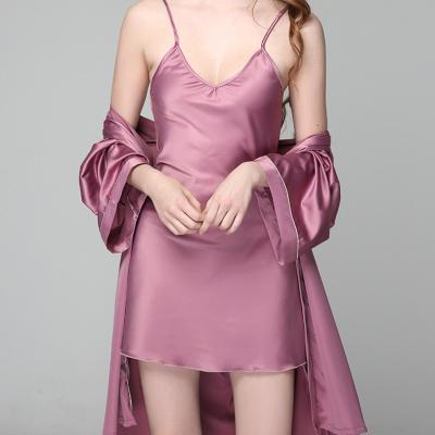 China Luxury Breathable Wholesale Women Sleepwear Nightgowns Satin Sleep Dress Long Robe Women Long Robe Set for sale