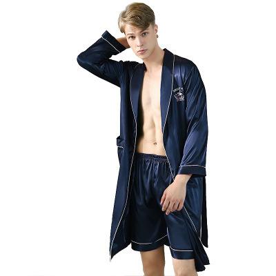 Chine Breathable Luxury Men's Long Sleeves And Shorts Lounge Wears Ice Silk Man Pajamas Set à vendre