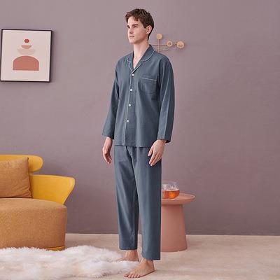 중국 Breathable Custom High Quality Soft Couples 2Pcs Cotton Logo Embroidery Design Plaid Sleepwear Soft Lounge Wear Long Sleeve Mens Pajamas Set 판매용