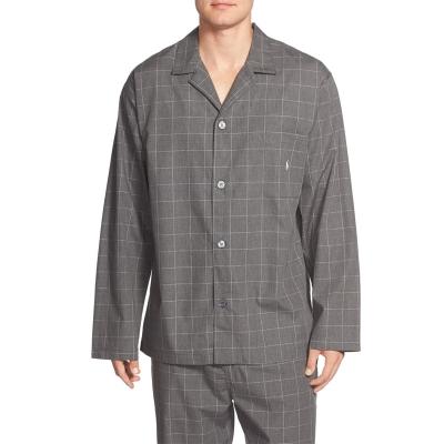 중국 Breathable Customize Plus Size Mens Sleepwear Shirt Men Sleep Wear Front Pocket Plaid Printing Kurta Pajamas Mens Pajamas Pants 판매용