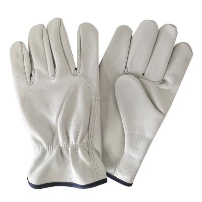 China Good Quality White Goatskin Leather Gloves Water Proof Softly Warm Labor Force Gloves For Winter Work for sale