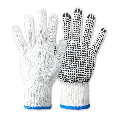 China Construction White Cotton Knitted PVC Dotted Single Hand Protection Garden Safety Working Gloves for sale