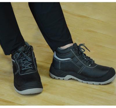 China Steel Toe Embossed Cowhide Leather Mesh Scratching Anti Puncutre Steel Toe Construction Work Safety Shoes for sale