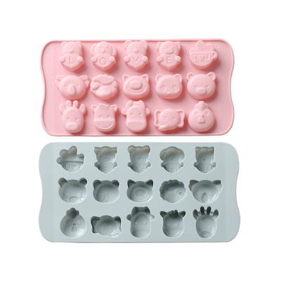 China 15 Cavity DIY Cartoon Design Easy Viable Clean Cute Animal Candy Dessert Mold Silicone Chocolate Molds for sale