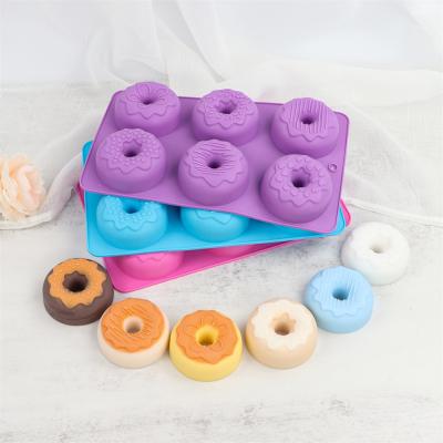 China Hot Selling Amazon Silicone Donut Mold 6 Cavity Viable Silicone Donut Mold Non-Stick Donuts Cake Mold for sale