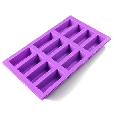 China 12 Cavity Sustainable Non-Stick Mousse Cake Candy Baking Pan Rectangle Silicone Chocolate Mold for sale