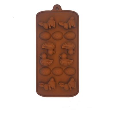 China 14 Cavities Viable Creative Cute Rabbit Duck Egg Cake Decoration Baking Tool Silicone Chocolate Mold for sale