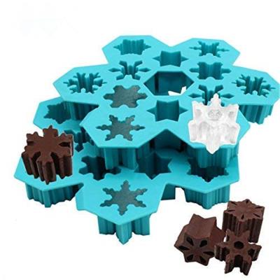 China Homemade Handmade Ice Tray Molds Jelly Chocolate Making Tool Silicone Craft Snowflower Shape Ice Cube Mold Cake Pudding 12 Holes Viable DIY for sale