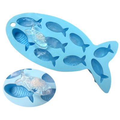 China Viable 9 Cavity Bar Home Goods DIY Cute Small Fish Forms Mold Cake Jelly Baking Tools Silicone Fish Ice Cube Molds for sale