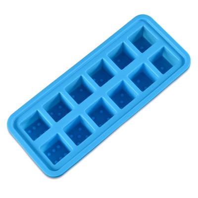 China Viable Design 12 Cavity Food Grade Ice Cube Silicone Bar DIY Creative Square Home Drink Whiskey Ice Mold for sale