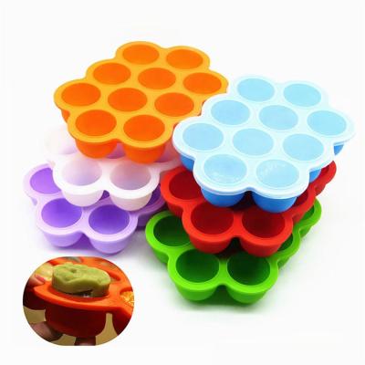 China Viable Hot Sale Silicone Egg Bites Mold With Recipe-Silicone Baby Food Freezer Tray With Lid for sale