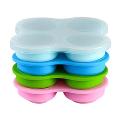 China Newcomer Fruit Ice Cream Fruit Maker Kitchen Viable Homemade Cupcake Pudding Folding Baby Food Silicone Baking Mold With Lid for sale