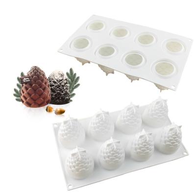 China Creative Viable Pine Cone Cake Fondant Mold Silicone Chocolate Candy Mold Cake Decorating Tools for Christmas for sale