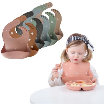 China Wholesale Temperature Resistant Food Grade Toddler Soft Drool Feeding Waterproof Silicone Baby Bib With Catcher for sale