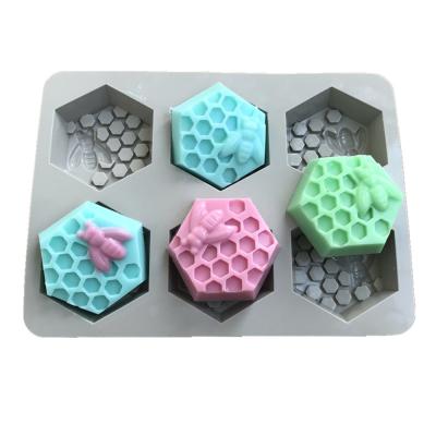 China 6 Hole Honeycomb Soap Mold Silicone Viable Popular Hexagonal Soap Mold Home Handmade Soap Mold for sale