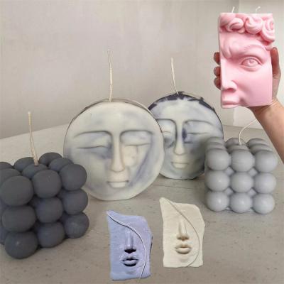 China Amazon Viable Hot Style Face Silicone Mold DIY Round Face Aromatherapy Candle Silicone Mold Creative Making for sale