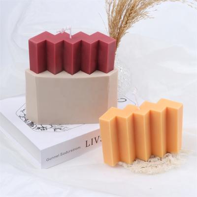 China Viable DIY Waves Cuboid Candle Mold W Wave Geometry Incense Candle Plaster Mold Curve Silicone Candle Mold for sale