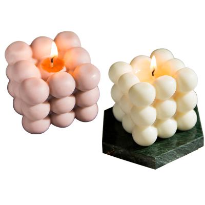 China DIY Handcraft Relighting Candle Ornaments Craft Home Decoration Rubik Scented Bubble Cube Candle for sale