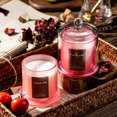 China Romantic Natural Decorations Valentine Wedding Soy Wax Domed Customized Luxury Jasmine Scented Candle in Glass Jar for sale