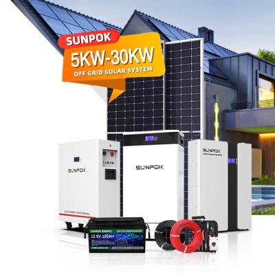 China Sunpok 5Kw 6Kw 8Kw 10Kw 11Kw 12Kw 15Kw 20Kw Off-Grid Photovoltaic Complete Set Solar Energy Off Grid Home Power Systems for sale