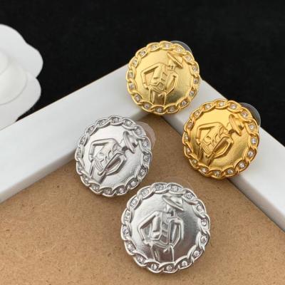 China New Gold Plated Rhinestone Decoration Vintage Portrait Earrings Luxury Silver Vintage Design Round Shape Stud Earring Jewelry For Women for sale