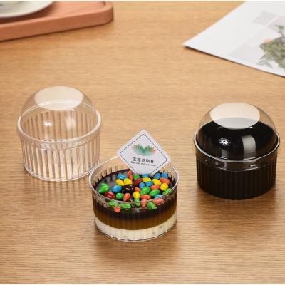 China Creative ripple wall disposable cups, striped cups, plastic dessert cups, plastic pudding cups for sale