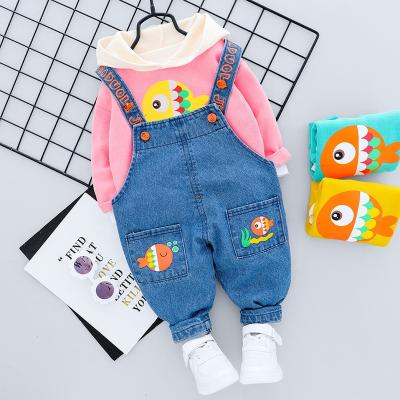 China Wholesale casual smart cartoon pattern long sleeve children apparel kids hoodies sets a pair of jumpsuits printing design embroidery for sale