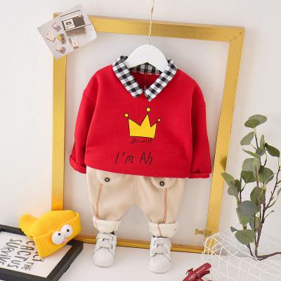 China Drop Color Contrast Girl Animation Hoodie+Pants Suit Kids Winter Warm Clothes Kids Casual Winter Clothes for sale