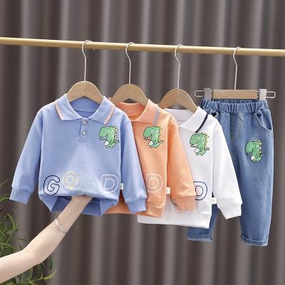 China Fashion\Comfortable\Durable Baby Boy Clothes Kids Dinosaur Sweater Kids Sports Wear Suits Kids Clothing Tracksuits Jogging Custom Polo Shirt+Pants for sale