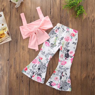 China Wholesale children's fashion summer children's clothing floral print girls' clothes daily life outdoor activities set boutique girls' clothing is not girls bridle for sale