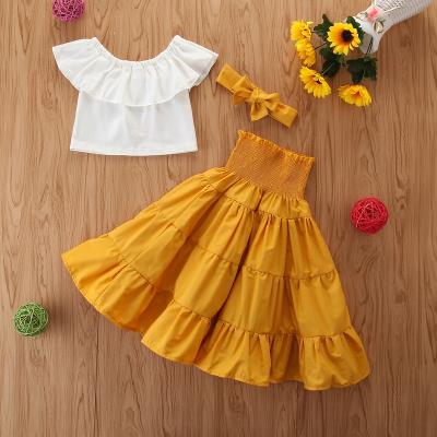 China Chil two-piece long sleeveless top skirt 2021 summer children's clothing trend children's suits wholesale girls' clothing outdoor activities daily life children's clothing for sale