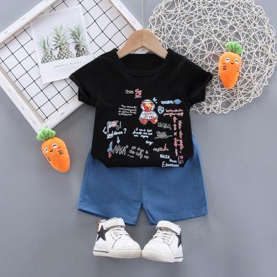 China Fashion suit boys sleeve cartoon design t-shirt \ wholesale kids comfortable \ durable kids short sleeve c + jeans set boys clothing sets summer casual kids for sale