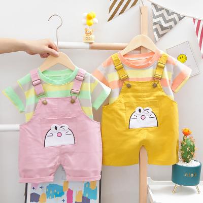 China 2022 latest design sweet fashion wholesale children's clothing costume prices super discounted cartoon rainbow clothes suit cute jumpsuits for sale