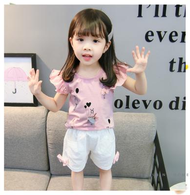 China Cheap YI Loungewear Outfits With You Kids Girls T-shirt Set Summer Girls Dresses Clothes Girl For 1-4 Years for sale