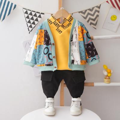 China Winter casual clothes for children baby 2 years old boy winter clothes gentleman jack clothes thicken boys three-piece suit V-neck fleece for sale