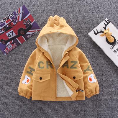 China Wholesale Yiwu Clothing Baby Windproof Jackets 2021 Children 2 Years Boy Winter Clothes Cotton Hooded Jacket Bear Pattern Windproof for sale