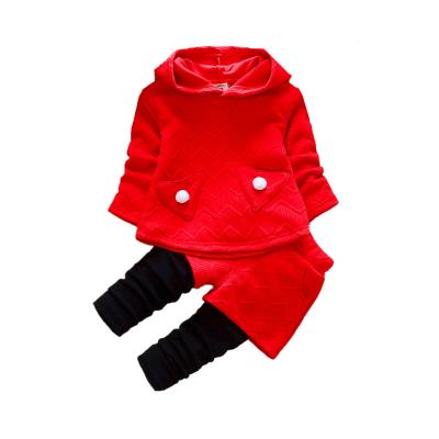 China Casual outfit outfits fall color contrast girl animation hoodie + pants suit kids winter warm clothes kids winter clothes for sale