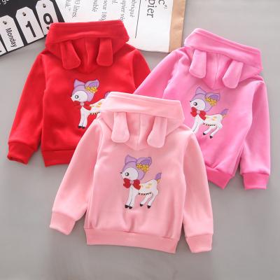 China Casual outfit outfits fall color contrast girl animation hoodie + pants suit kids winter warm clothes kids winter clothes for sale