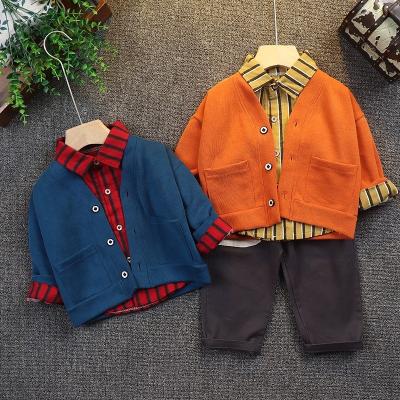 China Baby Boy Casual Clothes Winter Sets 1-5 Years Sizes Designer Winter Jacket Sweater Cardigan Three Piece Shirts And Pants Kids for sale