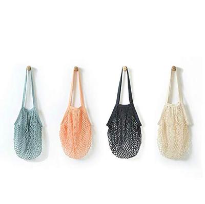 China Cheap Large Reusable Organic Cotton Mesh Grocery Shopping String Net Folding Fruit Vegetable Bag for sale