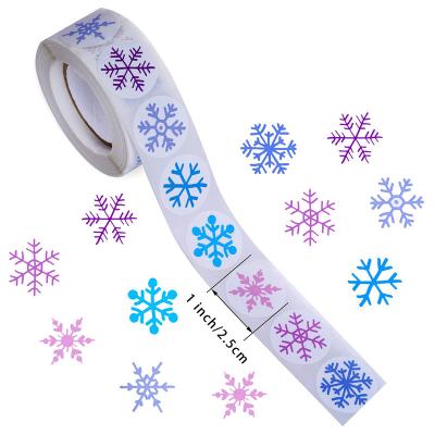 China High Quality Custom Cartoon Sticker Christmas Snowflake Packaging Vinyl Stickers Label Roll for sale