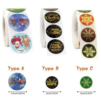 China Custom Cartoon Sticker Kawaii Holiday Decoration Christmas Thank You Dot Sticker Roll for sale