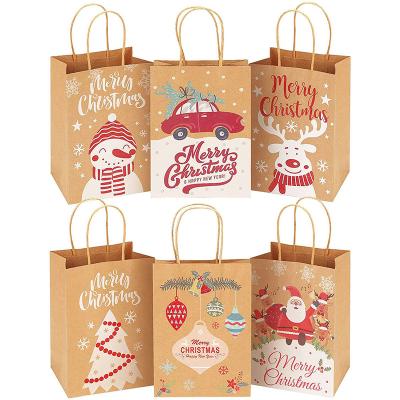 China Different Materials Handle Recycled Merry Christmas Recycled Customized Shopping Paper Bag for sale