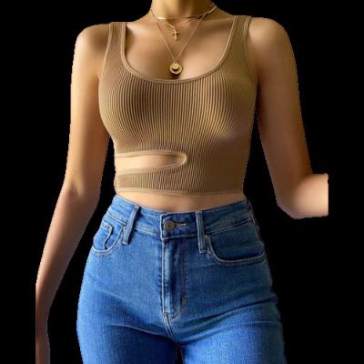 China Breathable Wholesale Spring/Navel Short Slim Cropped Women's Sleeveless Tank New Summer 2022 Fashion Knitted Tops for sale