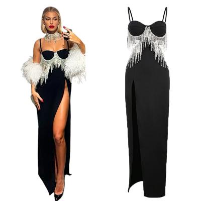 China Breathable High End Sexy Heavy Craft Split Formal Elegance Prom Dresses 2022 Women's Banquet Party Evening Dresses for sale