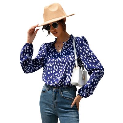 China 2022 fashion autumn/winter basic temperament all-match collar women's breathable comic shirts casual tops elegant chiffon women blouses for sale