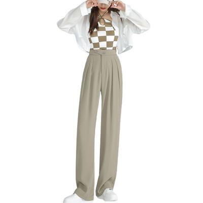 China Spring/Summer/Autumn Casual Wholesale Breathable Loose Office Drape Temperament High Waist Women's Comfortable Wide Leg Pants Trousers for sale